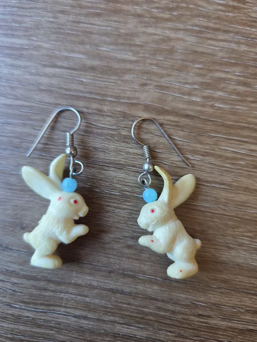 Vintage White Rabbit Bunicula Rubber Small Dangle Earrings, white rabbit